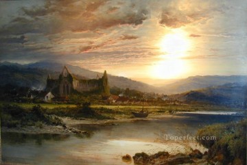 ブルック川の流れ Painting - ティンターン修道院の風景 ベンジャミン・ウィリアムズ リーダーストリーム